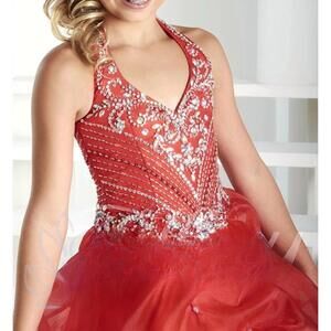 NEW TIFFANY PRINCESS girls maxi evening dress in red